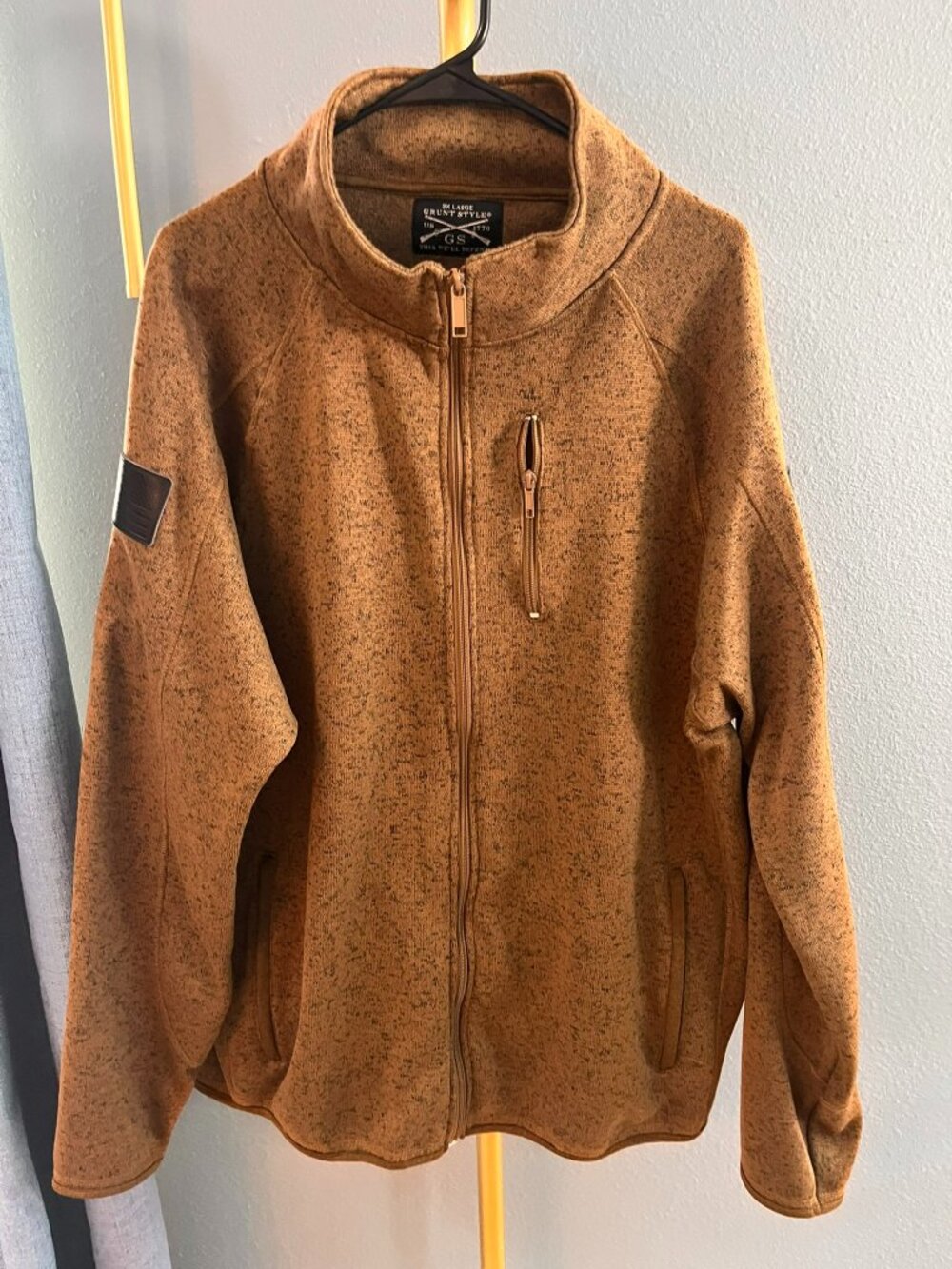 Grunt Style Fleece Jacket 3XL Brown Heathered Full Zip Tactical Outdoor Coat